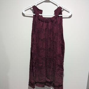 Maurices Lace-Texture Sleeveless Tank - Wine